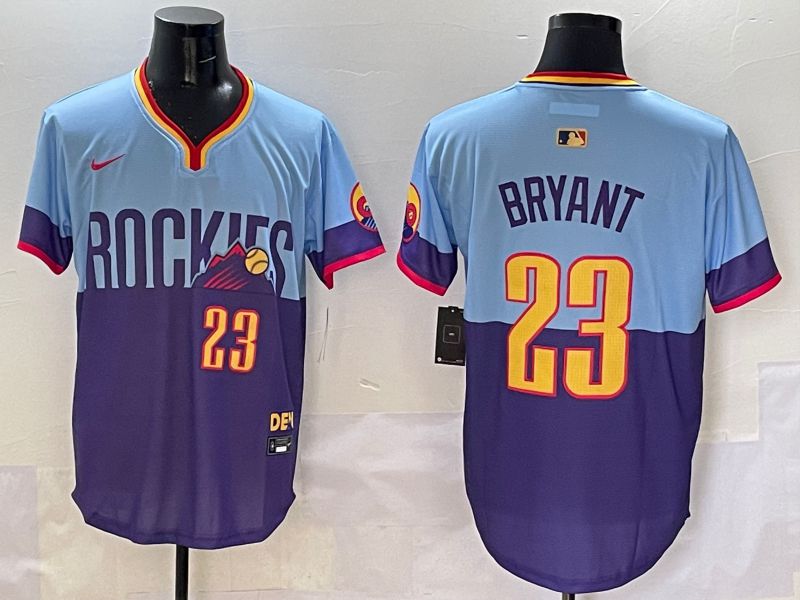 Men Colorado Rockies #23 Bryant Purple blue Joint Name 2025 Nike MLB Jersey style 1